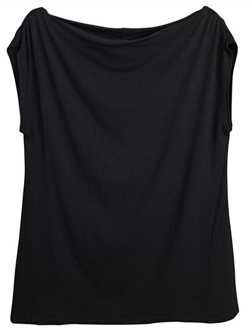 Smoking Lily Black Rayon From Bamboo Cotton Blend Cowl Neck Cap Sleeve Top 2XL
